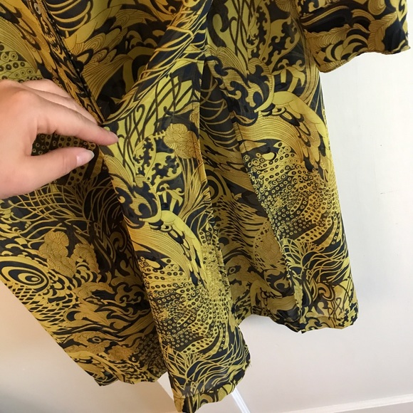 Yellow & blue H&M semi-sheer tunic - Picture 3 of 5